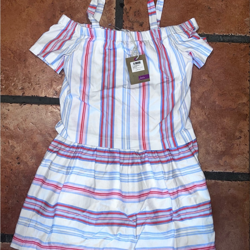 Joules Striped Off-Shoulder Dress